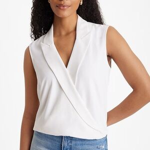 Express Collared V-Neck Sleeveless Faux Wrap Front Top
